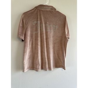 JUICY COUTURE Pink Velour Rhinestone Sleepwear Sweater Long Sleeve Top‎ Size M